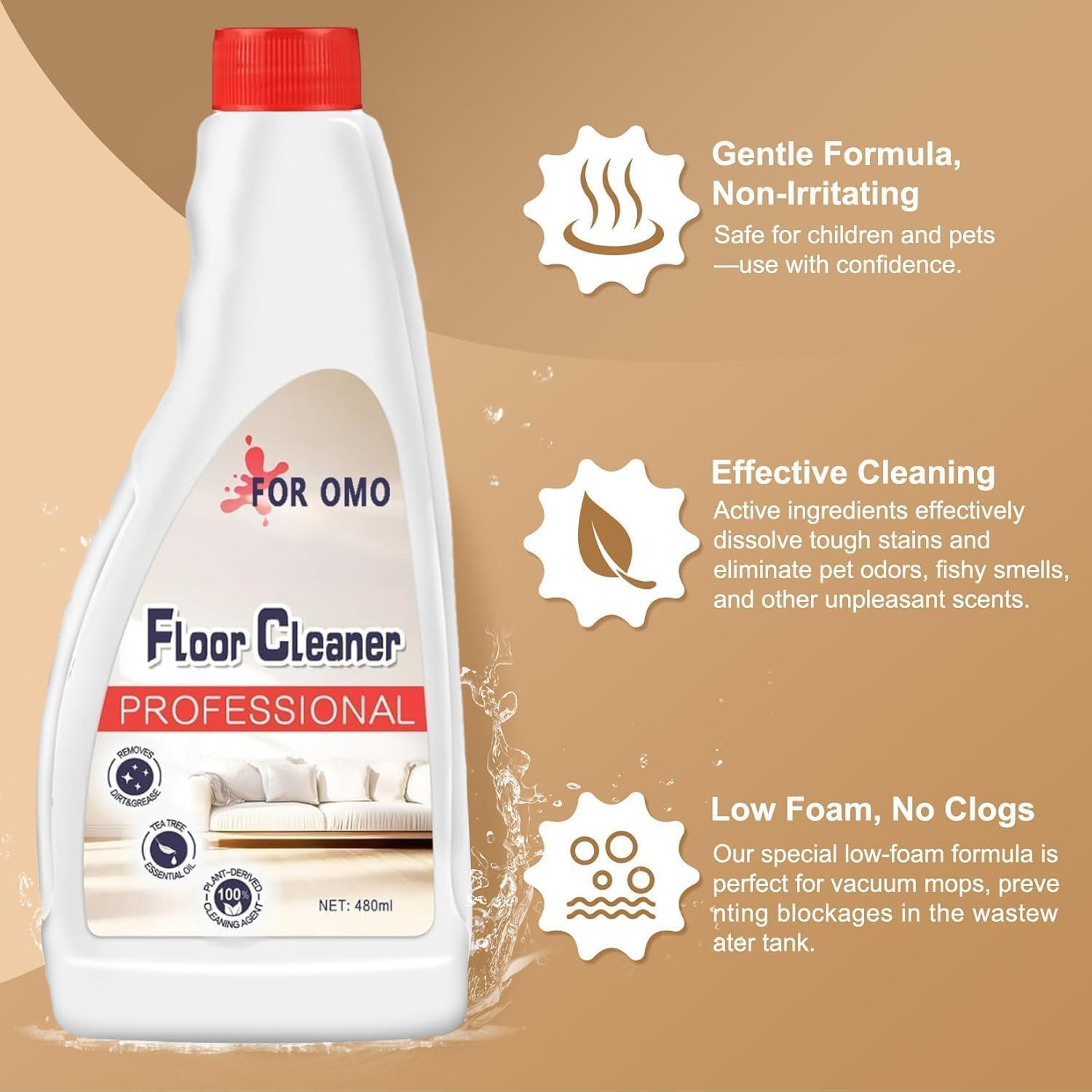 3 Bottle Floor Cleaning Solution for All Roborock Mopping Robots (S7,S8,Qrevo,Q7,Q8 Series), Floor Cleaner Liquid to Deep Clean Multiple Hard Floors, Kid & Pet-Friendly Robot Vacuum Cleaning Solution image number 3