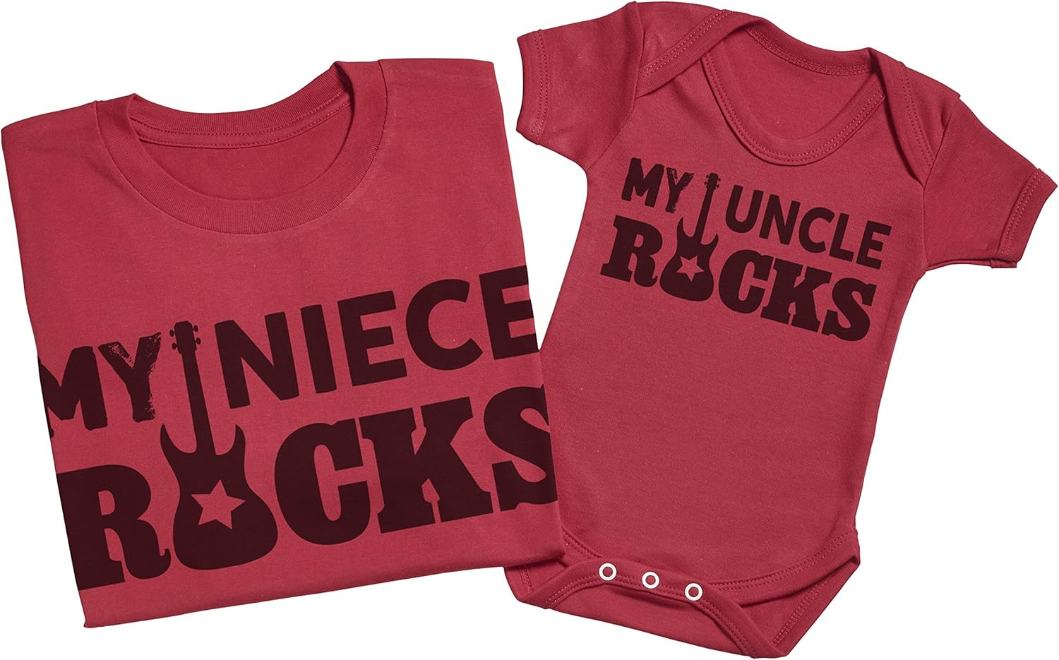 Zarlivia Clothing My Niece Rocks - Matching Uncle Niece Gift Set - Mens T Shirt & Baby Bodysuit - Blue - Small & 3-6 Months image number 3