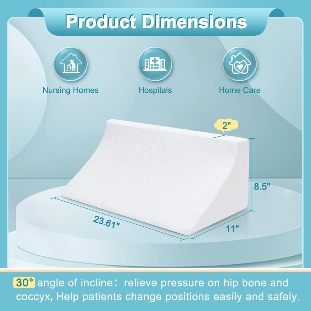 Wedge Pillow for Sleeping after Surgery Bed Body Positioners Side Sleeper Triangle Incline 30 Degree Foam Back Sore Turning Wedges Hospital Leg Elevation Pillows for Pregnancy Elderly Adults