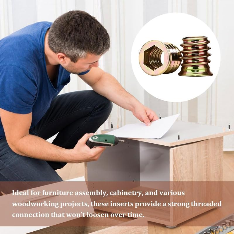 20-Piece M5X 10Mm Threaded Insert Nuts for Wood - Hex Drive Installation, Zinc Plated Carbon Steel image number 1