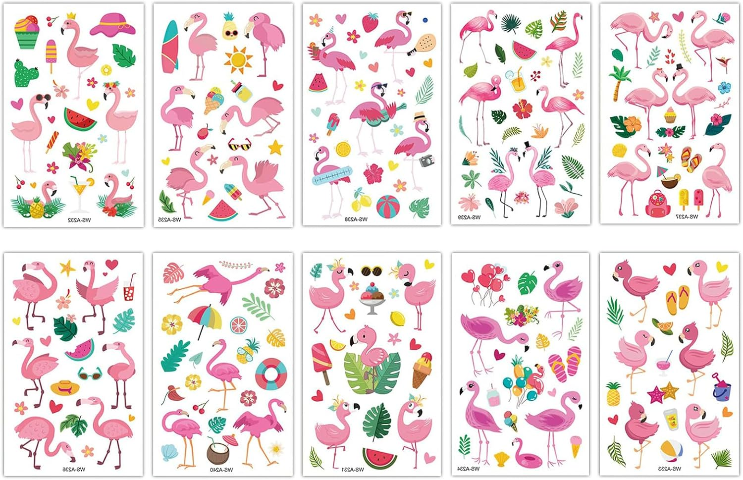Temporary Tattoos Flamingo Pack of 10 Flamingo Tattoo Children'S Tattoo Stickers Summer Tattoos Temporary Waterproof for Flamingo Party, Birthday Party, Summer Gifts image number 3