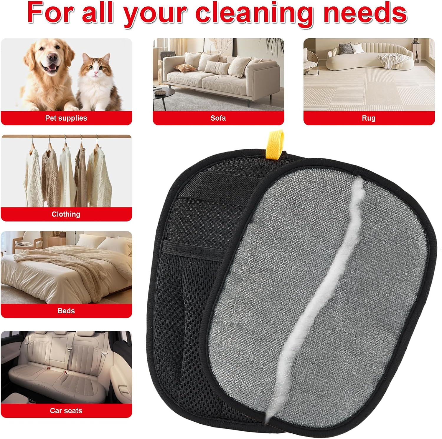 Pet Hair Remover Gloves, 2 Pack Upgraded Five-Finger Electrostatic Reusable Cats & Dogs Pet Grooming Hair Removal Glove for Laundry, Couch, Carpet, Car Seat, Furniture, Carpet, Curtain image number 1