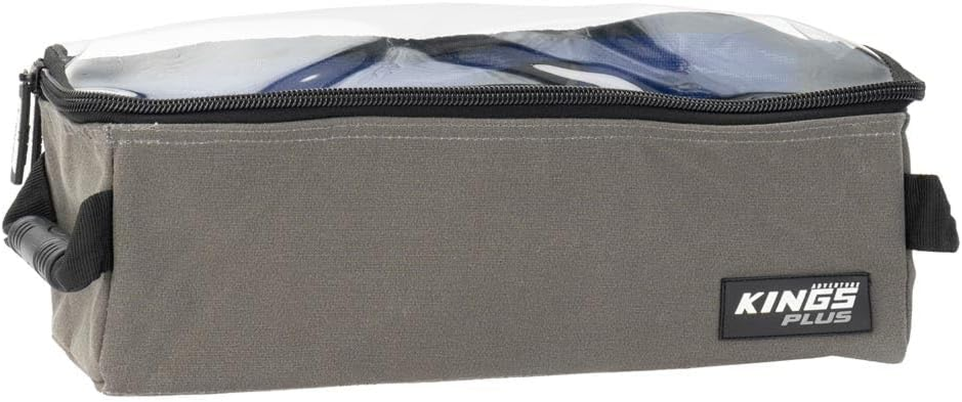 Kings plus Clear Top Canvas Bag - Small | Clear PVC Lid with SBS Zippers | 370GSM Grey Canvas image number 2