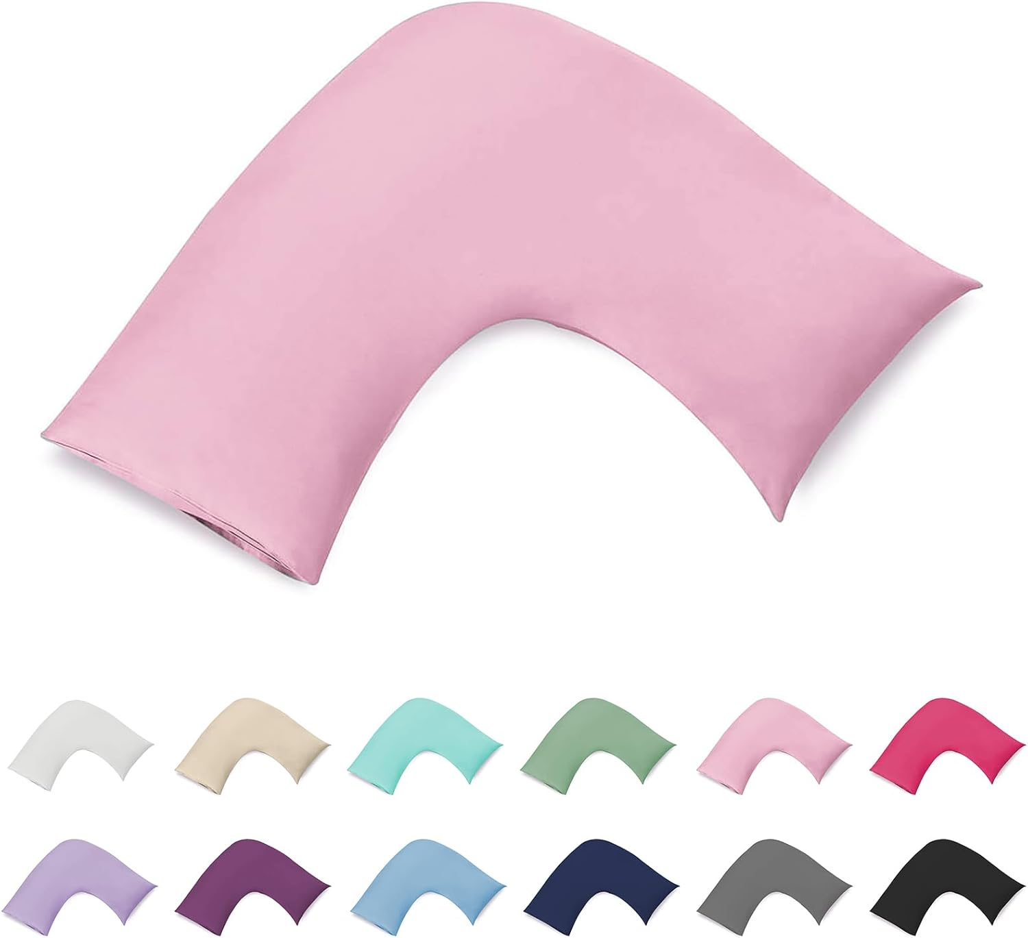 100% Cotton 300TC V Shape/U Shape/Boomerang/Tri Pillowcase/Maternity Support - Percale Cotton Envelope Style Machine Washable (Purple) image number 3