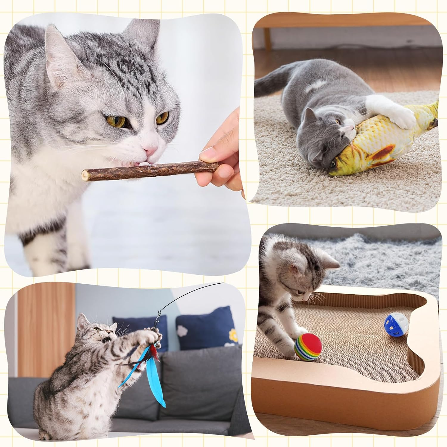 Cat Toy Kitten Toy Set for Indoor Puppies Cats, Including Funny Cat Stick, Foldable Cat Tunnel, Catnip Carrot, Mice, Crinkle Balls and Bells image number 1