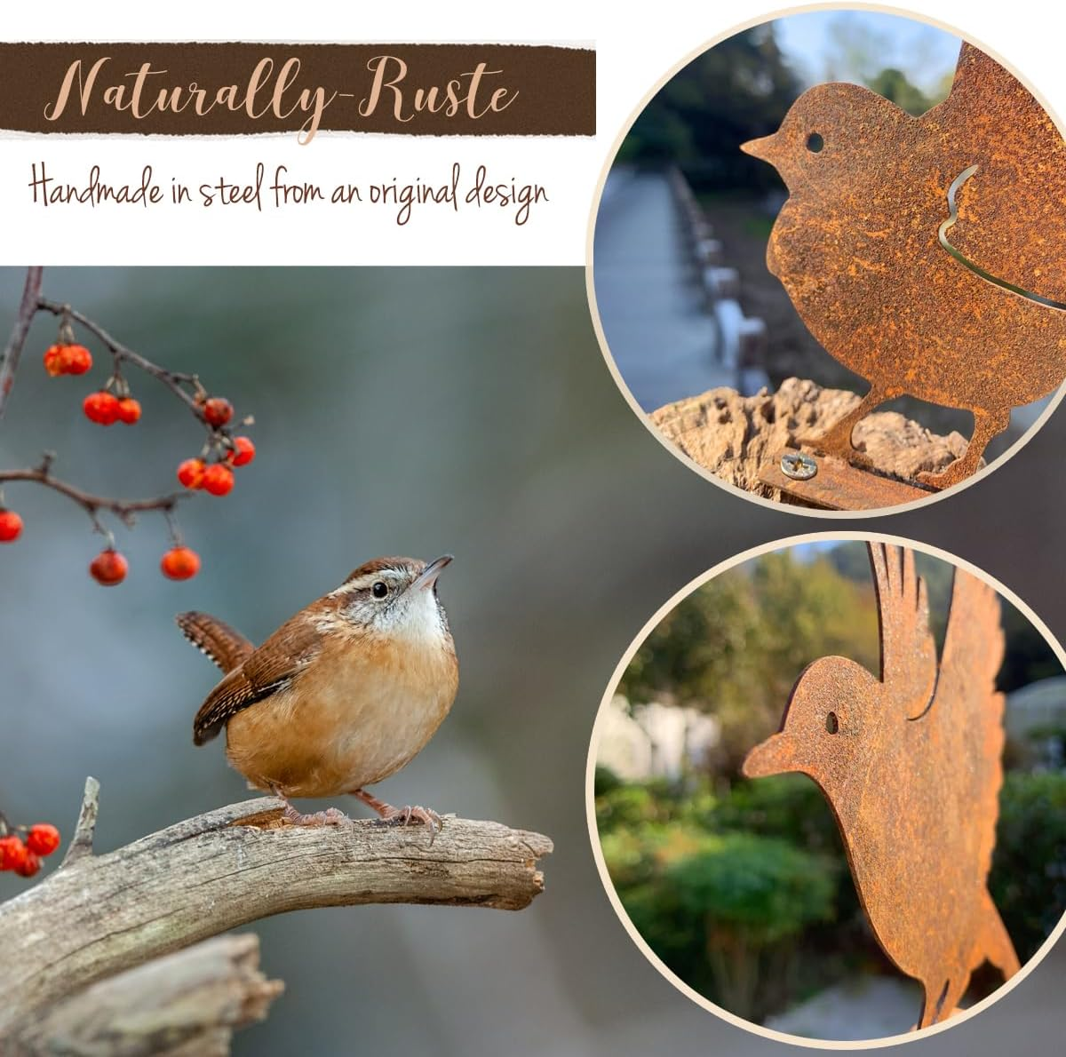 5PCS Rusty Birds Decoration,Outdoor Bird Wall Decor,Metal Birds Yard Decor, Metal Birds Craft Statue Ornaments - Garden Sculptures and Yard Art, Fence Decorations Outdoor,Rustic Garden Decor image number 6