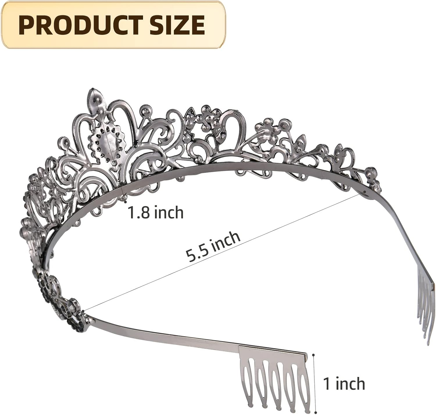 Crystal Crowns for Women, Tiara Hair Accessories Rhinestones Princess Headbands with Comb for Wedding Quinceanera Pageant Birthday Party image number 1