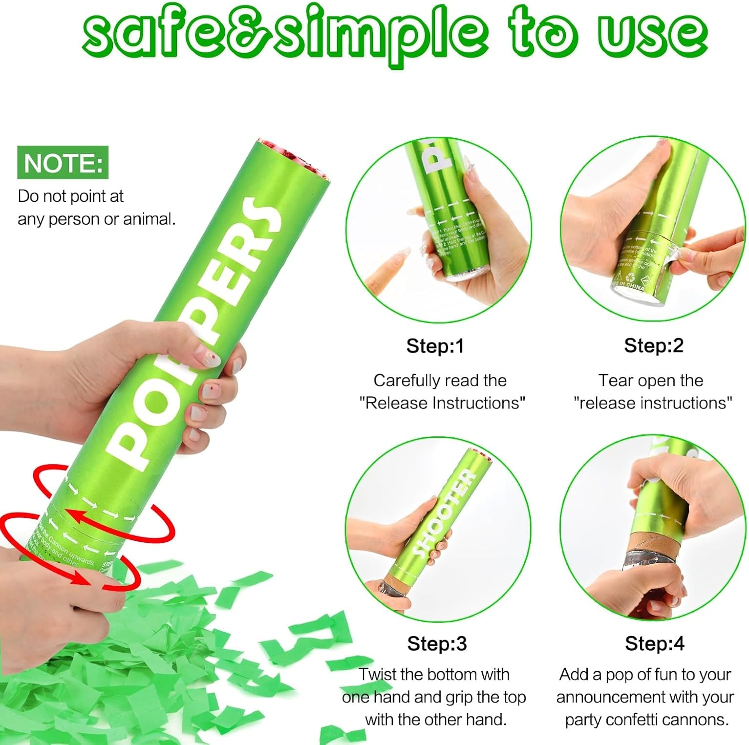 Confetti Cannon 12Pack Green Party Popper Shooters 12 Inch Confftti Poppers for Wedding Birthday Graduation Baby Shower Party Celebrations Supply Launches 20-25Ft - 12 Pack Blue image number 7