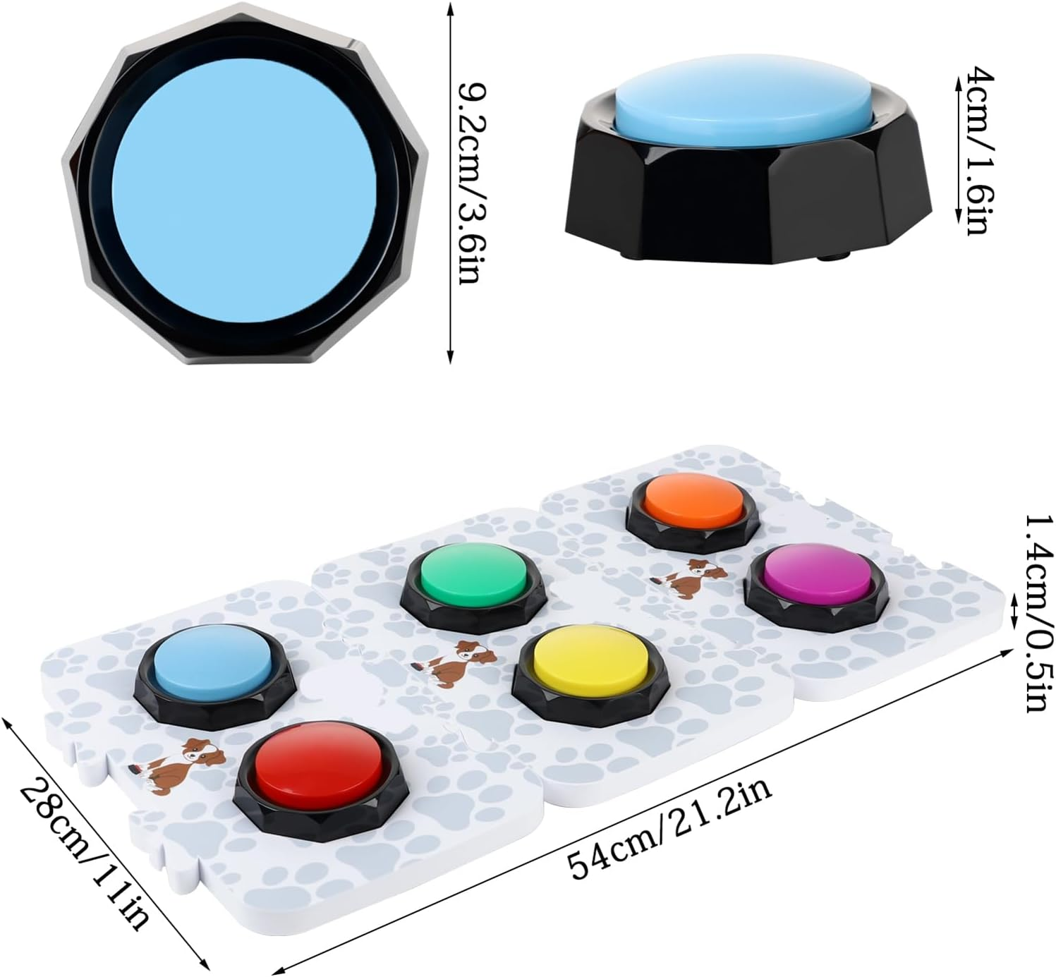 Dog Talking Button Set, Recordable Button Dog Training Buttons, Dog Buttons for Communication and Voice Recordings Buzzer 30 Sec Record and Playback Sound Cat Buttons for Communication(#1) image number 3