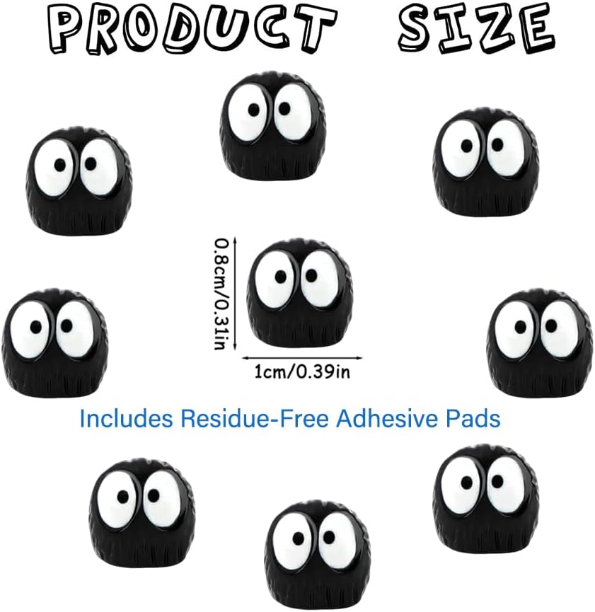 Cute Soot Sprites Car Decor - Ghibli Anime 20 Pcs Black Interior Accessories for Car Rearview Mirror & Dashboard, for Ghibli Fans image number 3