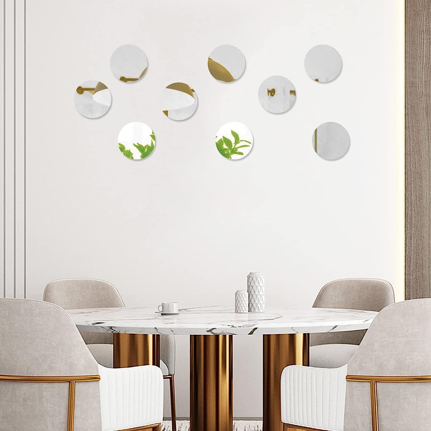 DARENYI 10 Pack 4 Inch round Mirror Sheets, Self Adhesive Mirror Tiles for Walls Decor, Acrylic Mirror Trays Circle Mirror Plates round Mirror Bases for Table Centerpieces Wedding image number 1