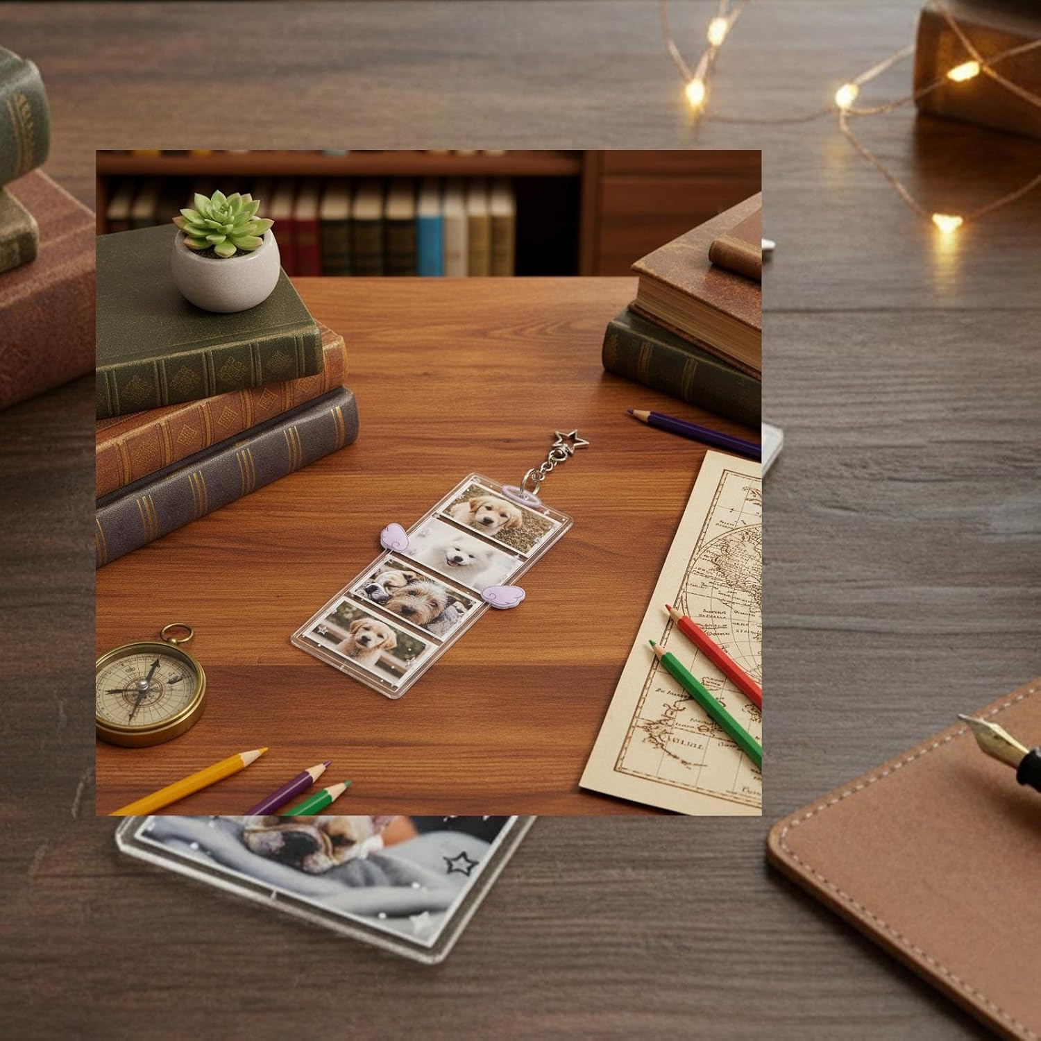 Keychain Photo Frame,6X3Inch Clear Cartoon Wing Clip - Detachable Clear Keychain Photo Holder,For Women Men Kids Friends Bag Purse Wallet Pocket Birthday Holiday Party Favors