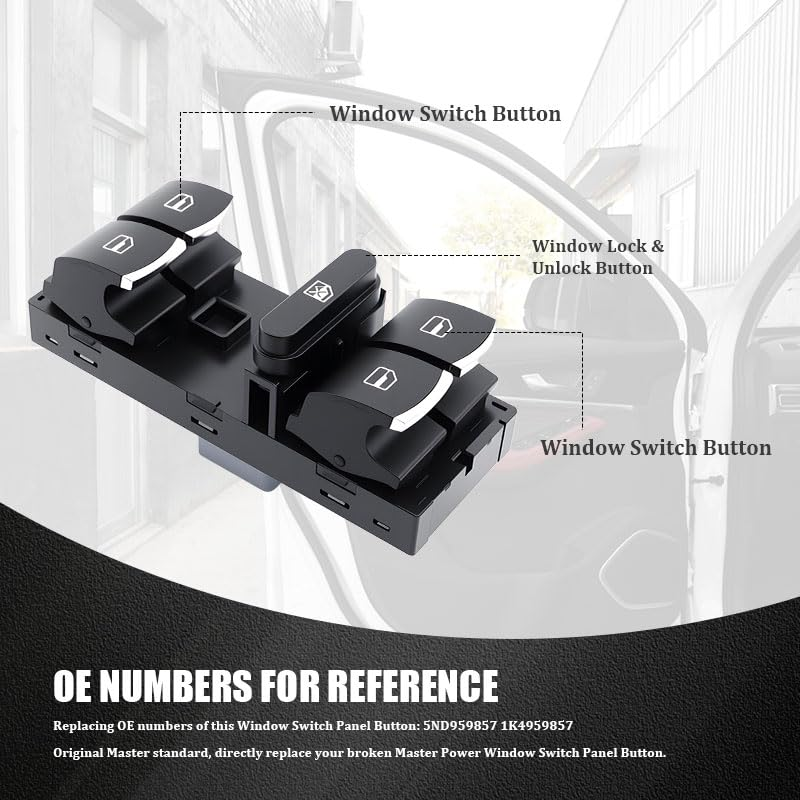 Driver Side Power Window Switch, Black Electric Window Switch, Compatible with VW Golf MK5/MK6, Passat B6/B7, Jetta, Tiguan image number 3