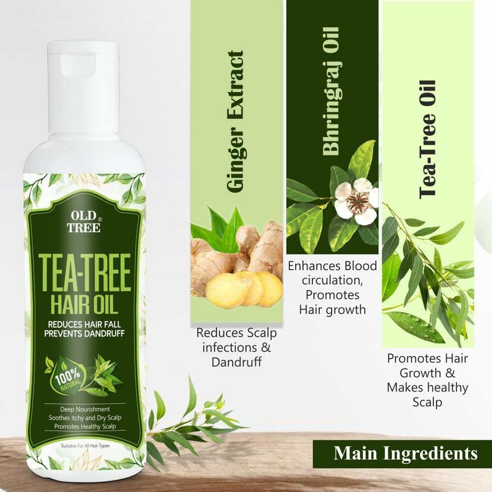 Old Tree Tea Tree Hair Oil 100% Natural,100Ml image number 5