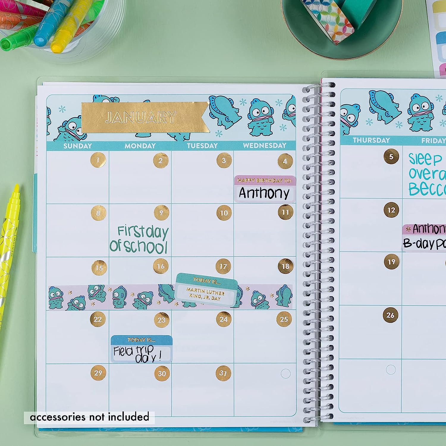 Erin Condren 7 X 9 Hello Kitty & Friends X Kids Planner & Activity Book. 12-Month Undated Planner and Activity Sheets. Cute Gender Neutral Hello Kitty Theme with Sticker Sheets Included. image number 4