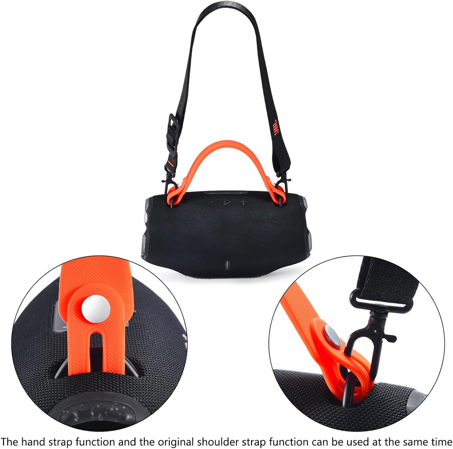 Silicone Hand Strap for JBL Xtreme 4/3/2 Speaker, Portable Carrying Strap with Aluminium Screws Anti-Slip and Skin-Friendly(Orange) - Blue image number 2