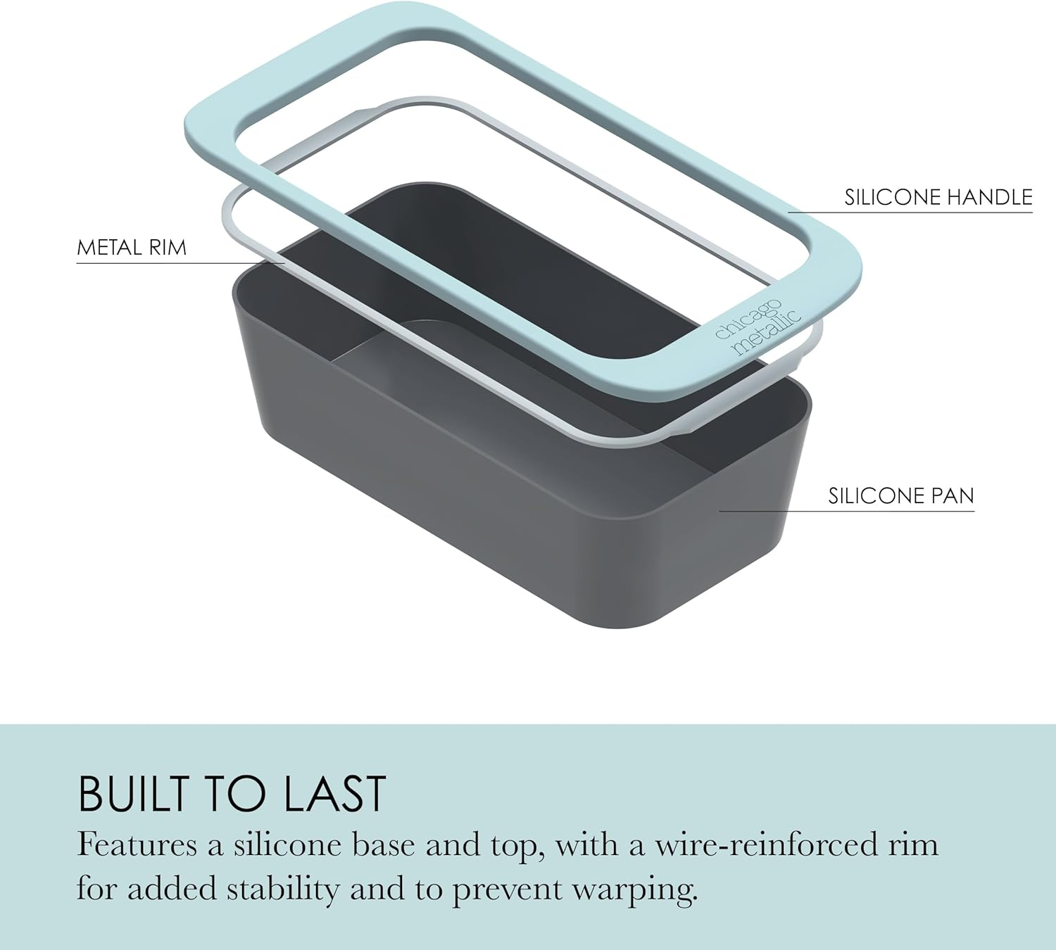 Chicago Metallic Silicone Loaf Pan, 5X9-Inch Nonstick Bakeware with Wire-Reinforced Rim, Bpa-Free Food-Grade Silicone, Oven Safe to 428&deg;F, Dishwasher Safe, Easy Bread Release image number 2