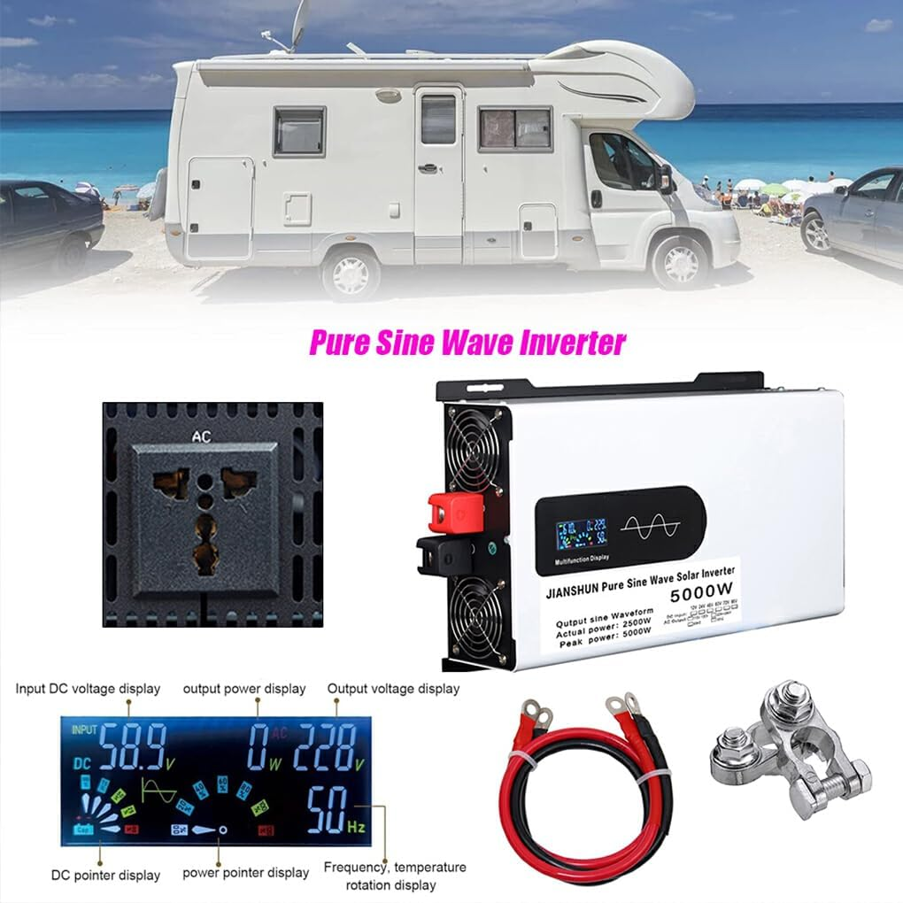 Metal Car Pure Sine Wave Inverter 5000W Max Pure Sine Wave Inverter Converter 5000 Watts Power Inverter Peak Convenient, 24V to 220V image number 4