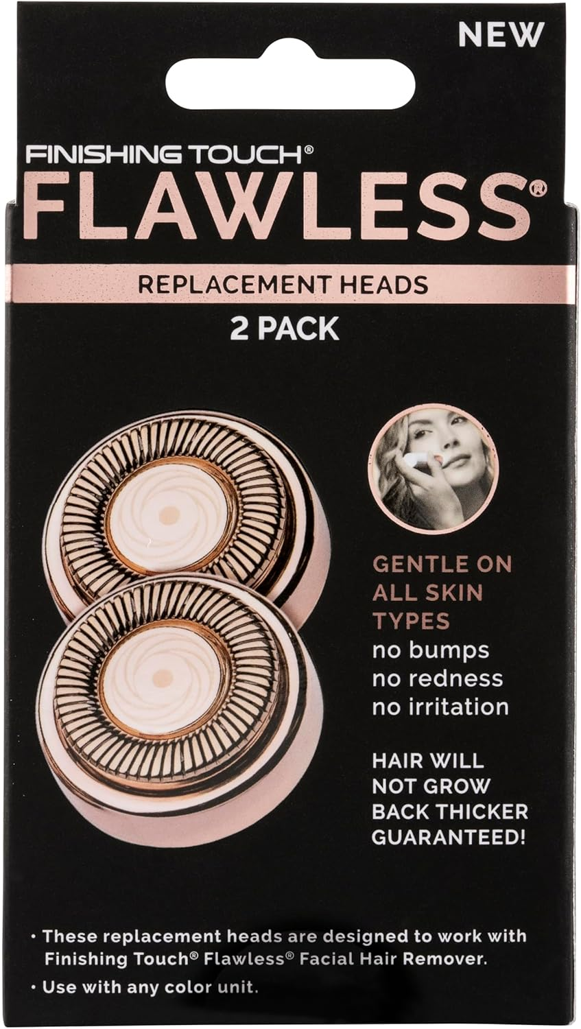 Finishing Touch Flawless Facial Hair Remover Replacement Head Generation 2 - No Redness, Nicks, or Cuts - Electric Shaver - Hair Removal, Pack of 2 image number 1
