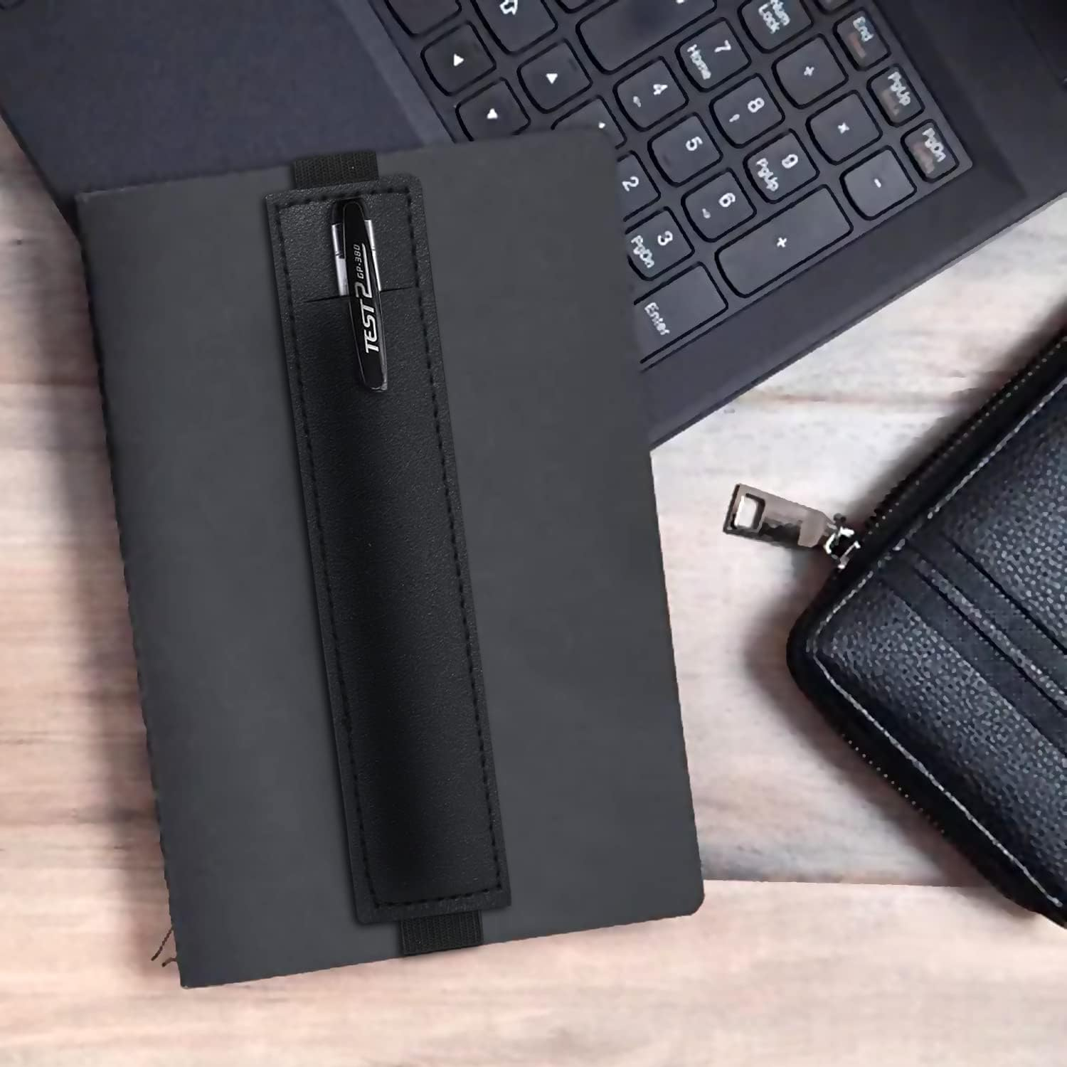 PU Leather Pen Sleeve Pouch, 10Pcs Elastic Band Pen Holder for Notebook, Journal Pencil Holder image number 2