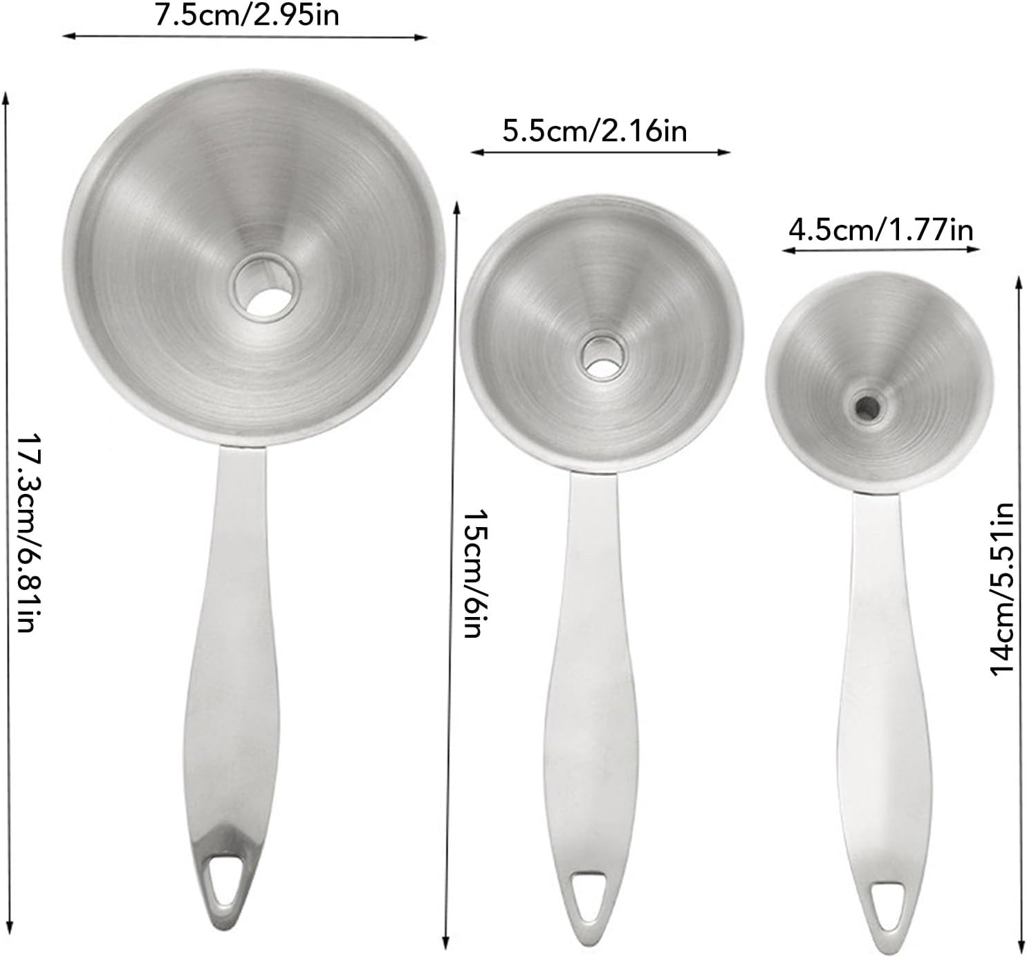 Stainless Steel Funnel, 3Pcs Mini Filling Kitchen Funnel Food Grade Metal Small Funnels for Filling Bottles, Transferring Essential Oils Liquid Fluid, and Dishwasher Safe image number 3