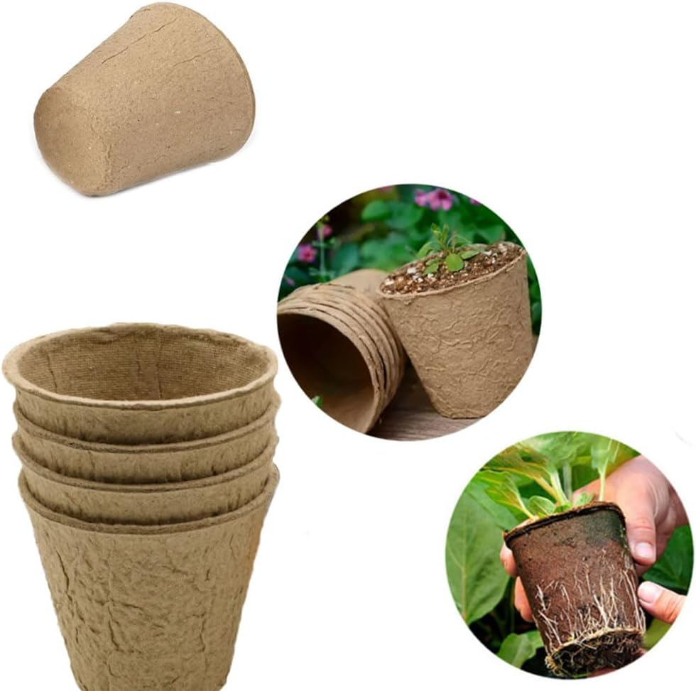 80 Pack Biodegradable Paper Pulp Seedling Pots Small Nursery Cups,Biodegradable Seed Starter Pots,Cells Paper Pulp Germination Trays Kit image number 1