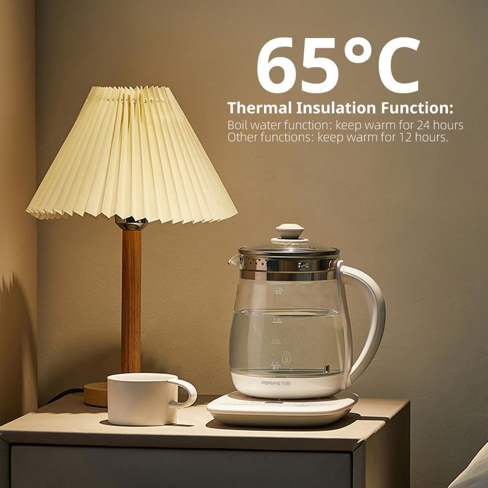 Household Electric Kettle Glass Health Kettle Pot 1.5L Temperature Adjustable Heat Preservation Reservation for Home Office Joyoung-Dgd1506Bq image number 5