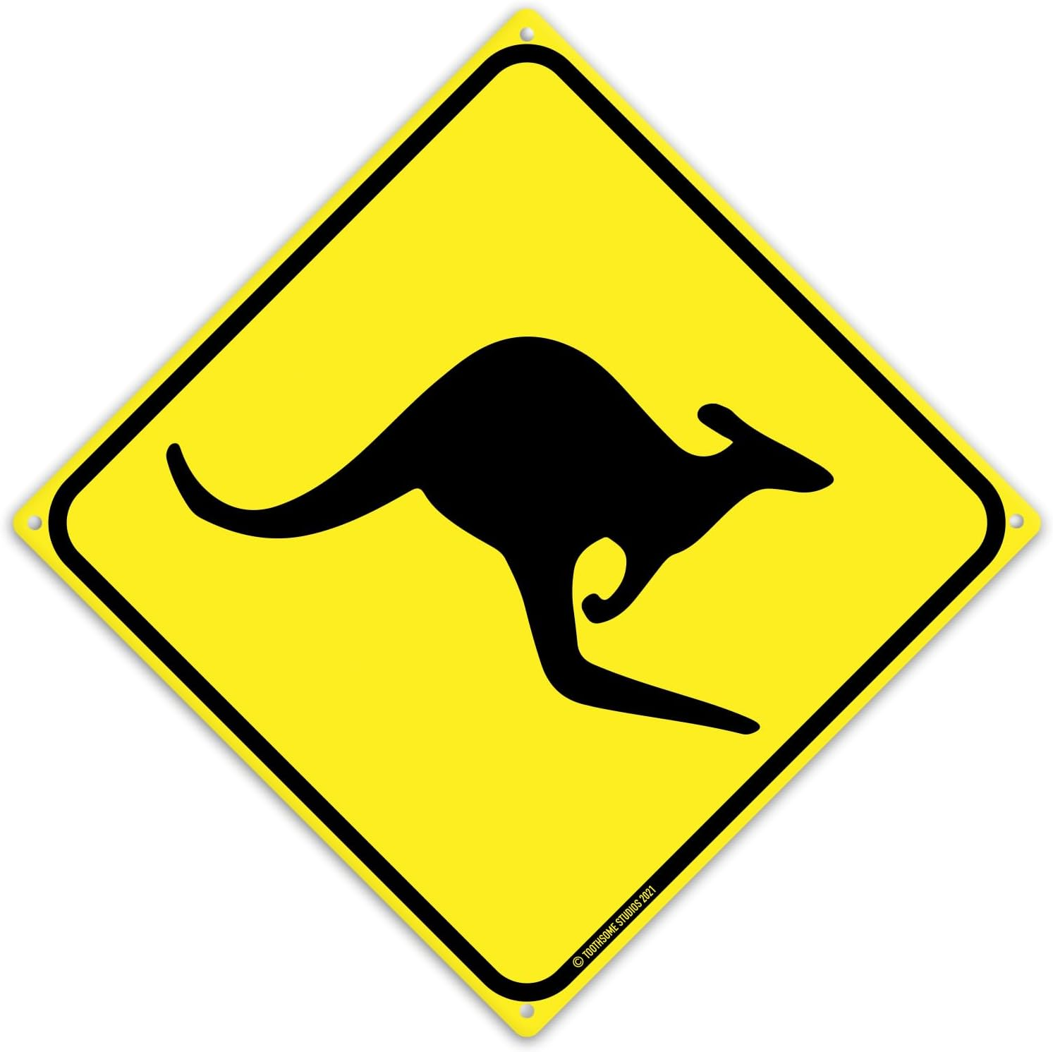 Kangaroo Crossing 12" X 12" Tin Road Sign Xing Australian Outback Theme Plaque Home Decor