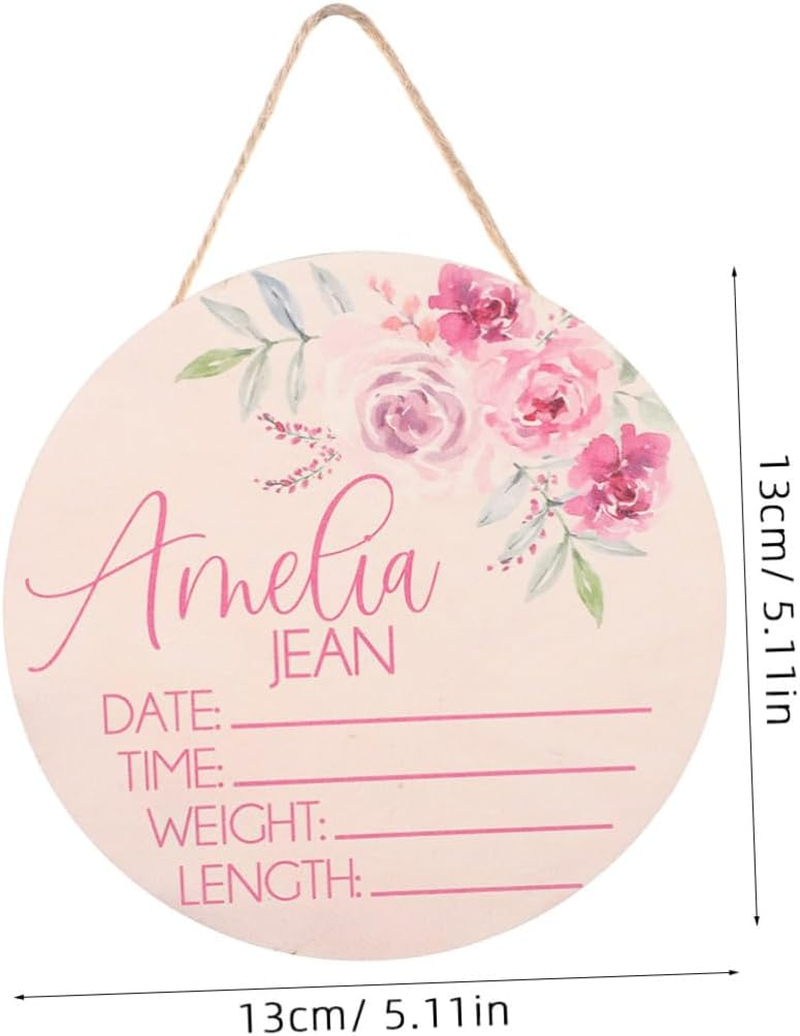 Sosoport Baby Name Announcement Sign Wooden Name Signs for Nursery Newborn Hospital Birth Announcement Boards 2Pcs Baby Nursery Decor Photo Props image number 4