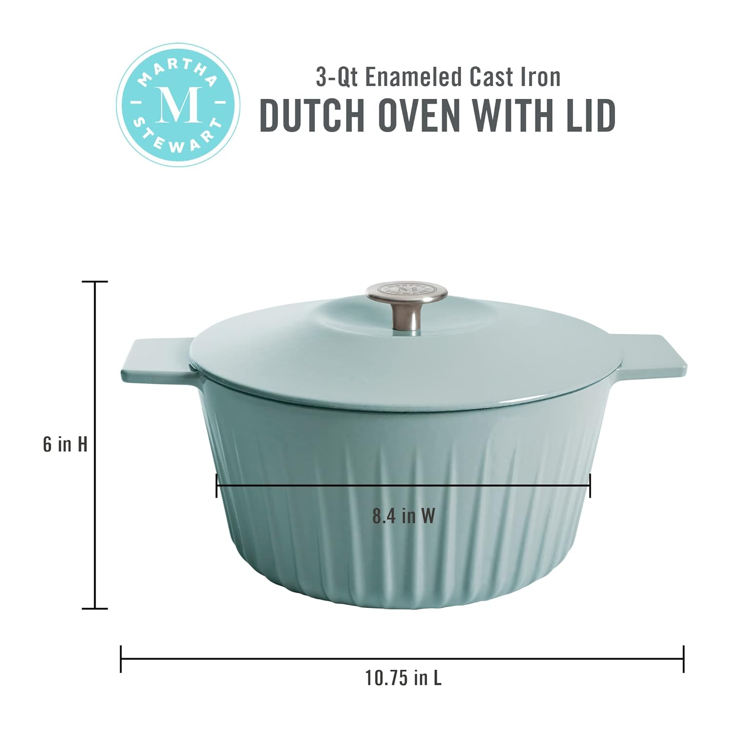 Martha Stewart Eastholm 3-Quart Enameled Cast Iron Dutch Oven - Martha Blue image number 6