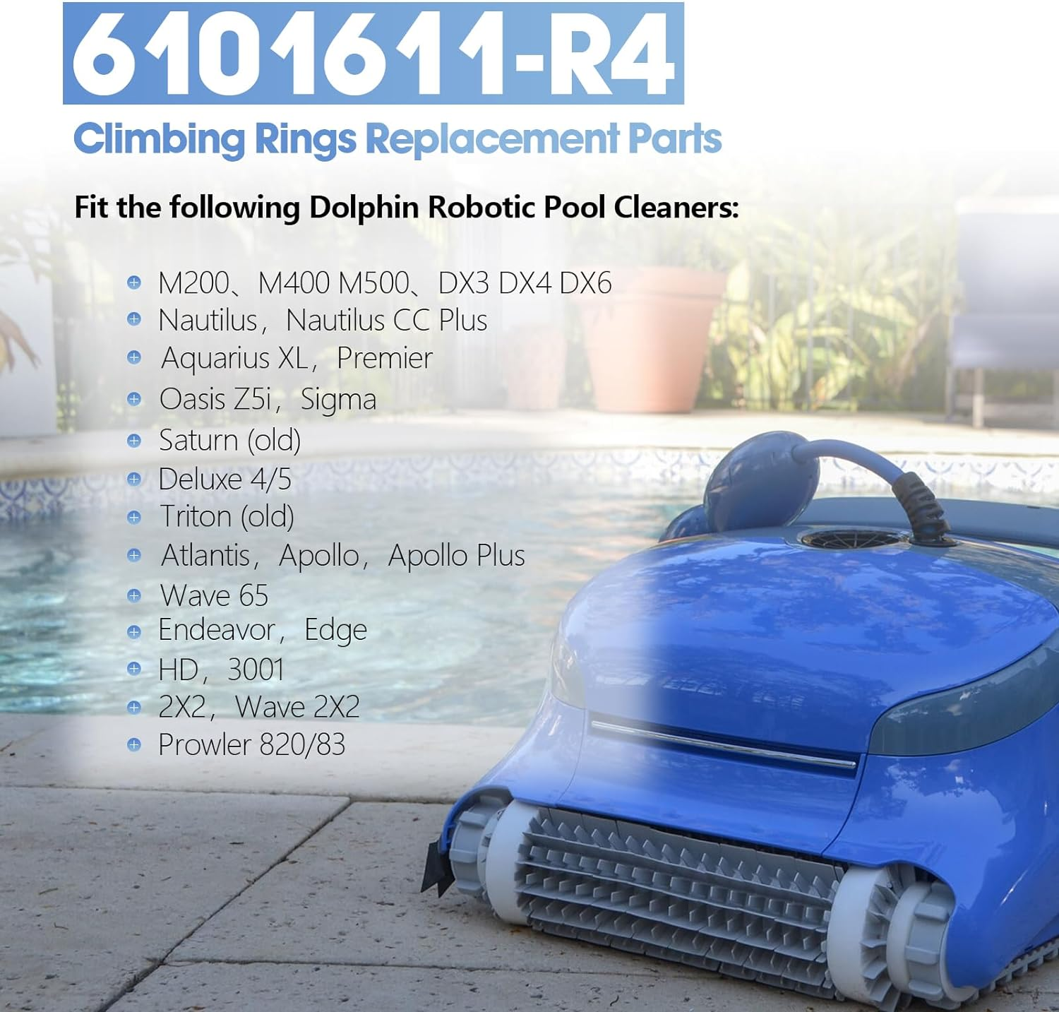 Pool Cleaner Accessories, the Climbing Ring Replacement 6101611-R4, Timing Track 9985006-R2 and 3884997-R6 Guide Wheels Pulley Gears Combo Kits for Maytronics Dolphin Nautilus Cc plus Parts image number 3