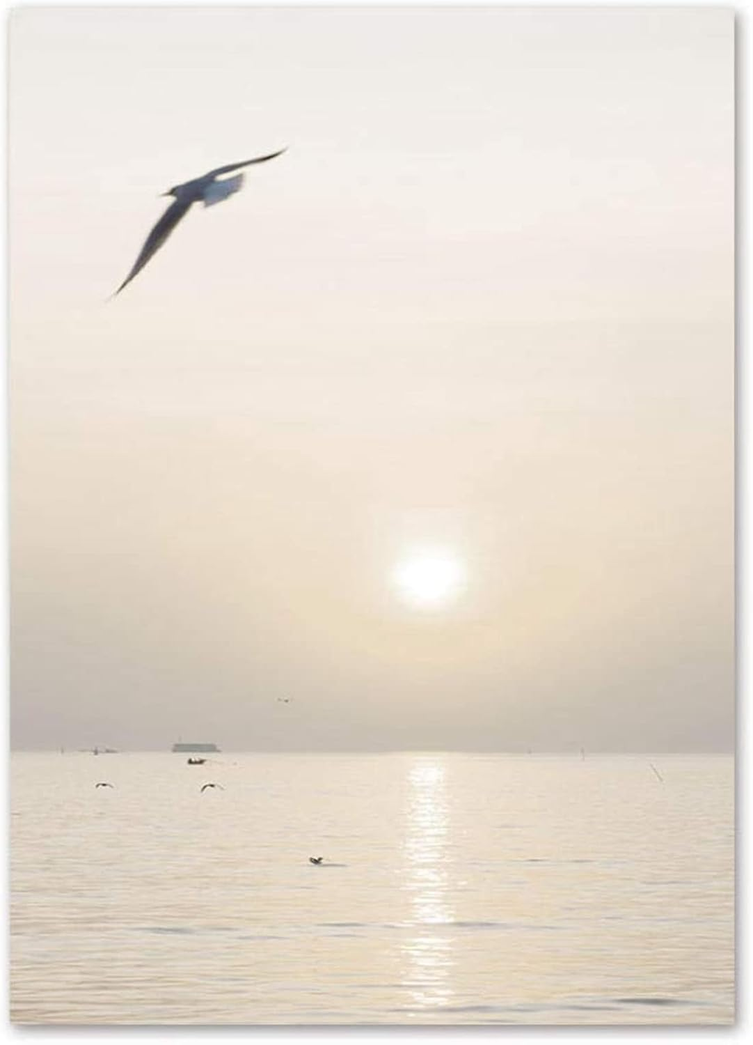 3Pcs Beige Grass Sunset Beach Palm Tree Canvas Painting Nordic Posters and Prints Wall Pictures for Living Room Decor image number 3