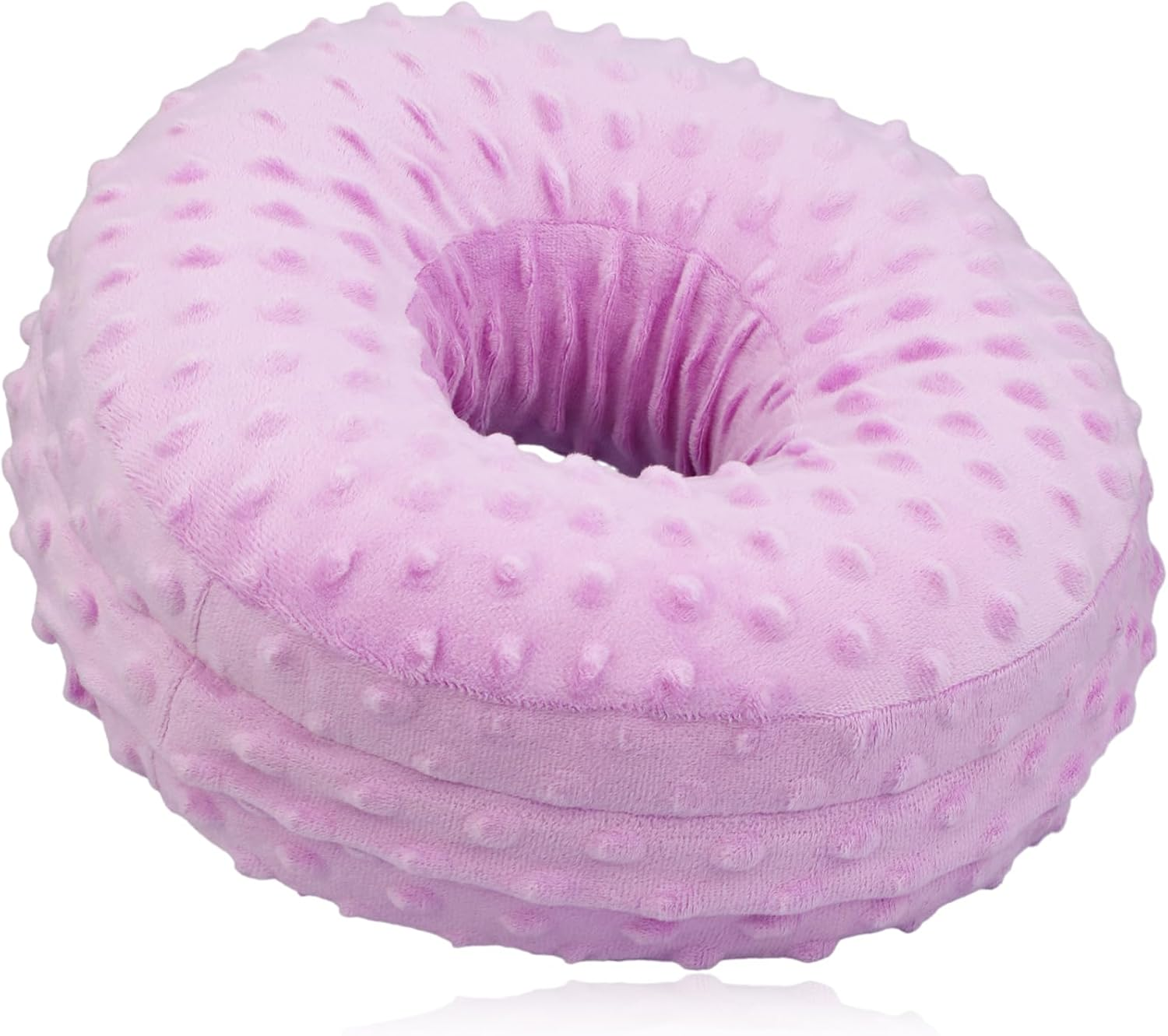 Heal N Hope Washable Ear Piercing Pillow with Removable Pillowcase Donut Pillows Hole for Ear Pain Relief CNH Sleeping Pressure Sore Side Sleepers Ear Guard Protector Cover (Minky Dot Lavender)