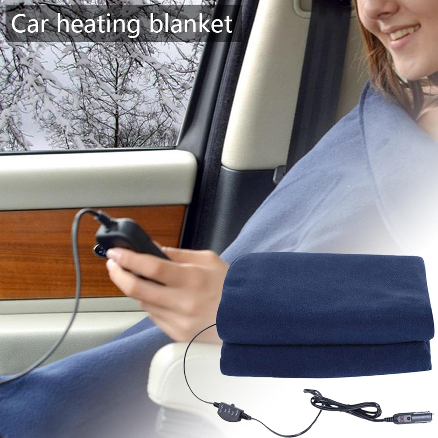 Car Heating Blanket - 12V Electric Heated Blanket, Travel Heating Blanket | Car Heated Blanket, 3- Control Car Blanket & Cold Weather Blanket for Camping & Winter (145 * 100Cm) image number 2