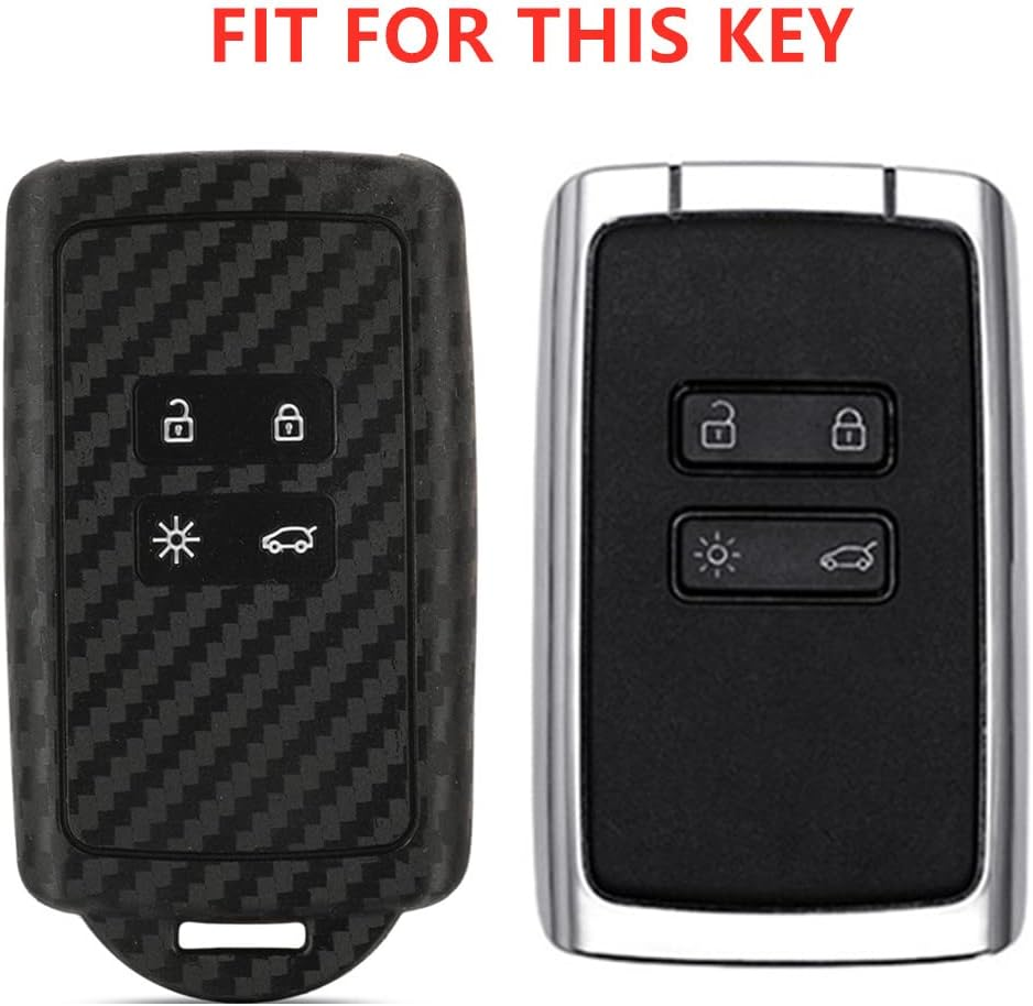 Silicone Car Key Cover Case Carbon Fiber Pattern Compatible with Renault Captur Megane Talisman Espace Clio Zoe Koleos Scenic 4 Arkana Key Shell Accessories (A) image number 4