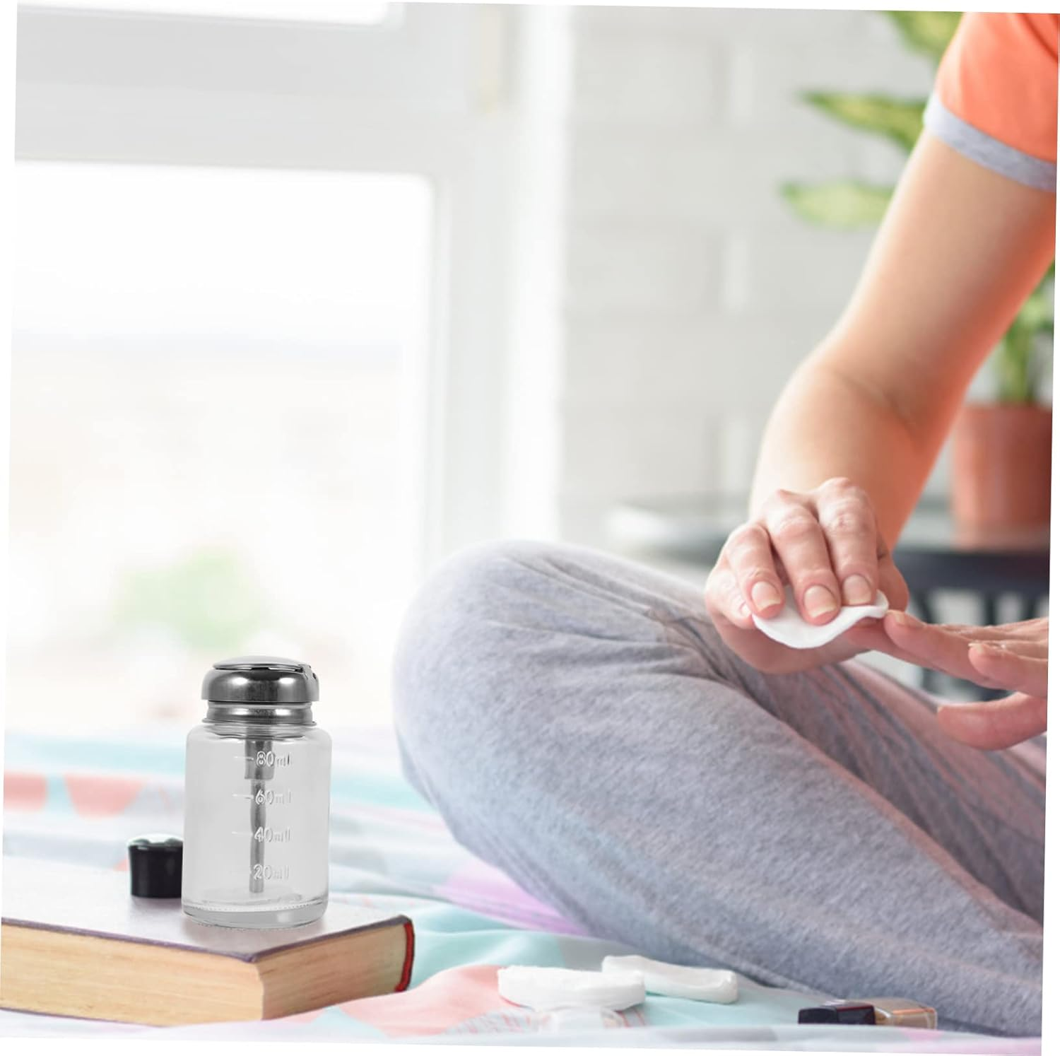 RORPOIR Glass Pump Bottle 3.7 Inch Wide Mouth Pressure Dispenser for Nail Polish Remover Manicure Liquid Portable Refillable Cleaning Container image number 2