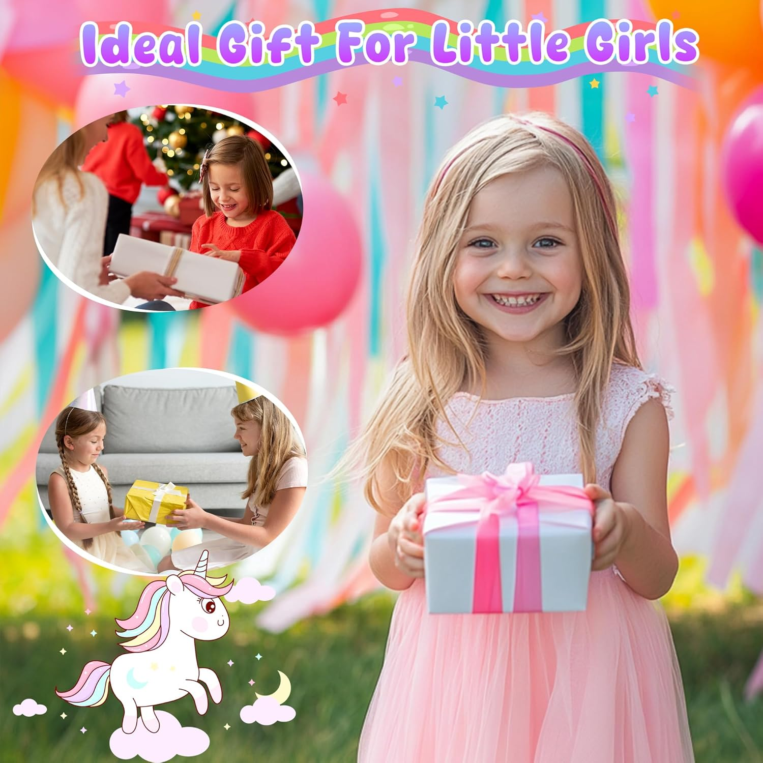 Kids Washable Makeup Kit for Girls - Real Make up Set with More Kits- Pretend Play Beauty Toys for Toddlers and Kids, Christmas Birthday for Girls Ages 3-12 (Pink Unicorn) - Mermaid image number 5