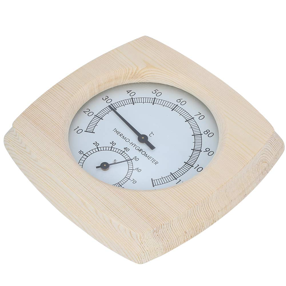 Wood Sauna -Hygrometer Thermometer Hygrometer for Bath Sauna Accessories Wood Color Size 13.5X13X.5 Cm image number 5