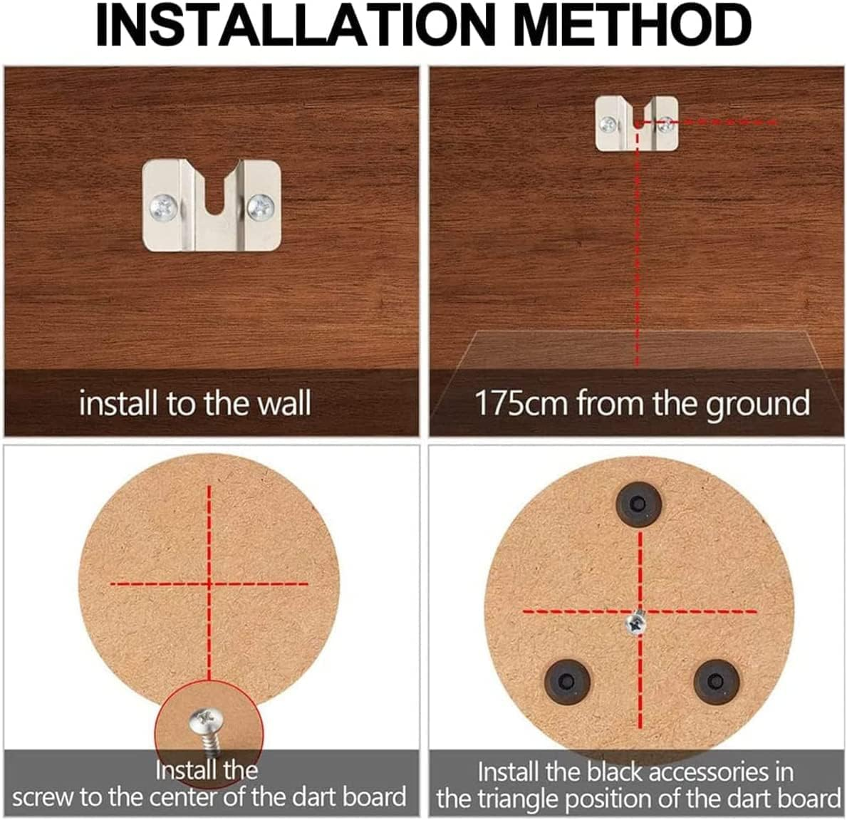 10PCS Dartboard Mounting Bracket, Dart Board Hanging Kit, for Wall Closet Cushion Standard Dartboard image number 4