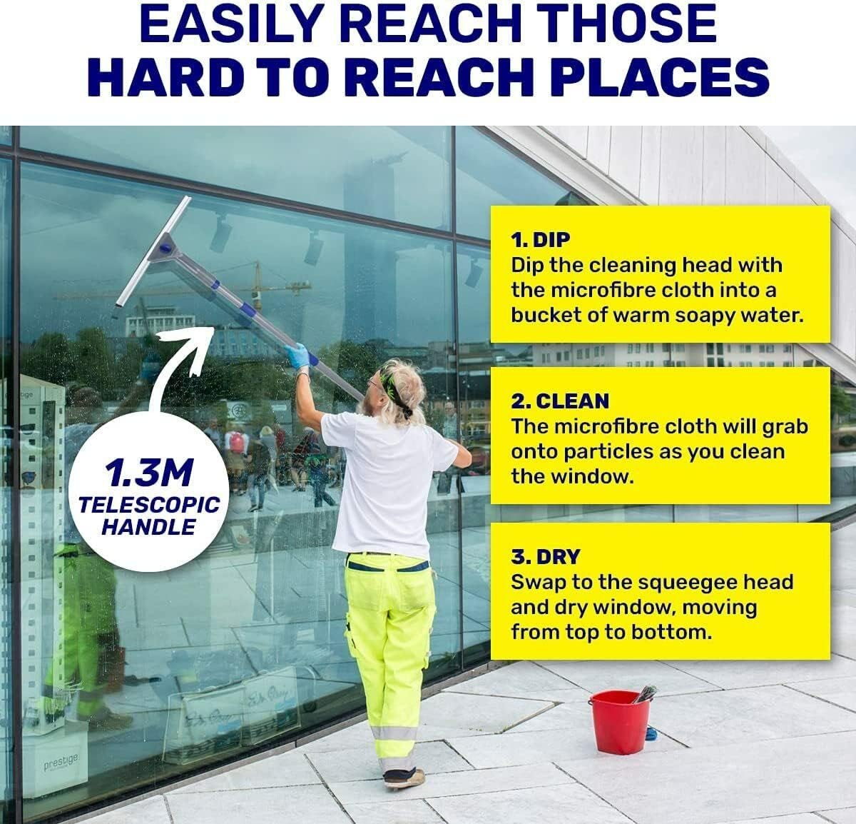 Xtra Kleen Telescopic Extendable Handle Window Cleaning Squeegee Set image number 3