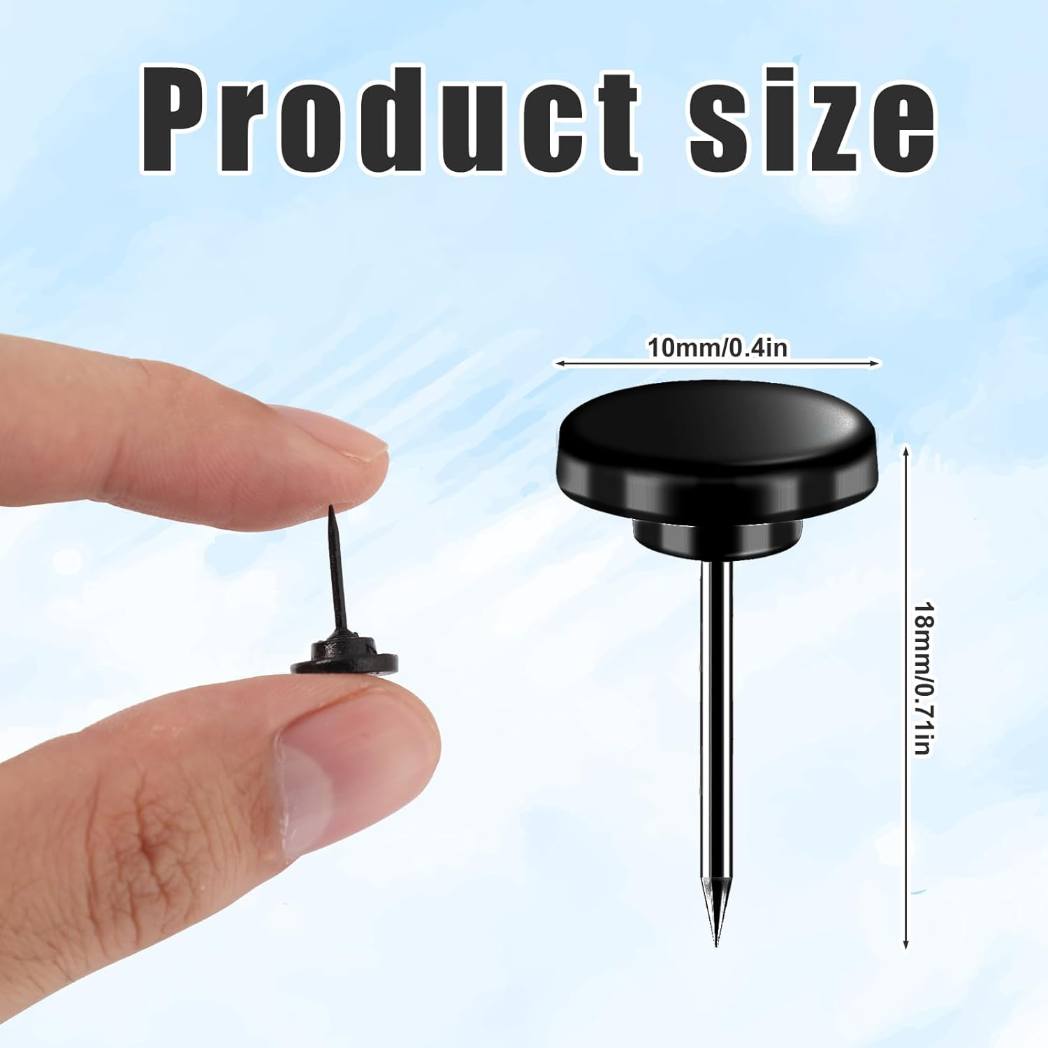 30Pcs Push Pins, Metal Thumb Tacks for Picture Photo Hanging Flat Thumbtacks Small Wall Tacks Decorative Wall Pins for Cork Board Bulletin Maps Posters Home Office Display (Black) image number 5