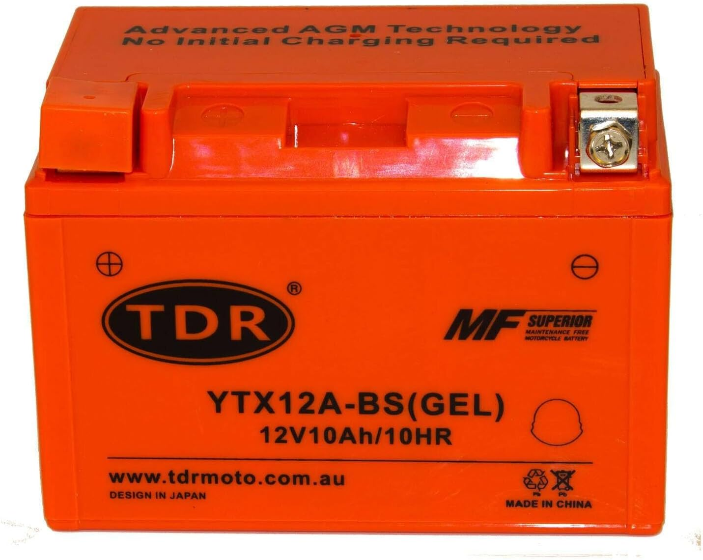 TDR YTX12A-BS 12V 10Ah GEL Motorbike Battery image number 1