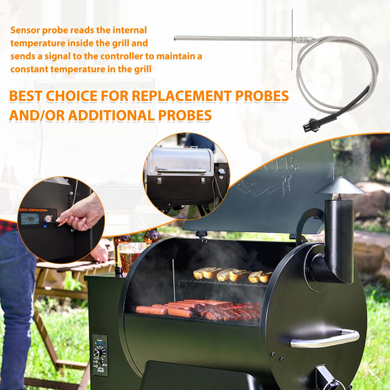 HUAREW RTD Temperature Probe Sensor, Internal Grill Ambient Temperature Sensor Suitable for Pit Boss Pellet Grill PB1000XL-025-R00 V2 (70123-AMP) image number 4