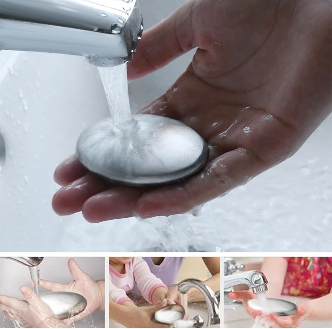 DWFEYOI 2 Pieces for Removing Odour Onions, Fish Garlic, Strong Odours from Hands, Kitchen Aid, Odour-Neutralising, Brushed Stainless Steel Soap, Stainless Steel Soap, Soap Mill, Solid Soap image number 6