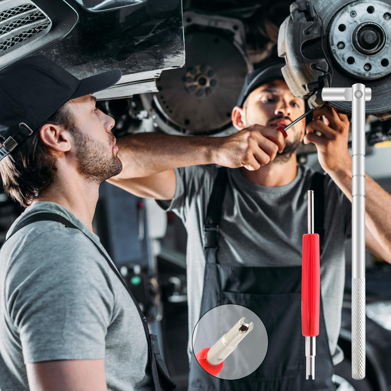 Valve Core Tool Set with 20Pcs Valve Cores 10Pcs Tire Valve Caps 5-Way Valve Tool Dual Single Head Valve Core Remover Tire Repair Tool 6 image number 2