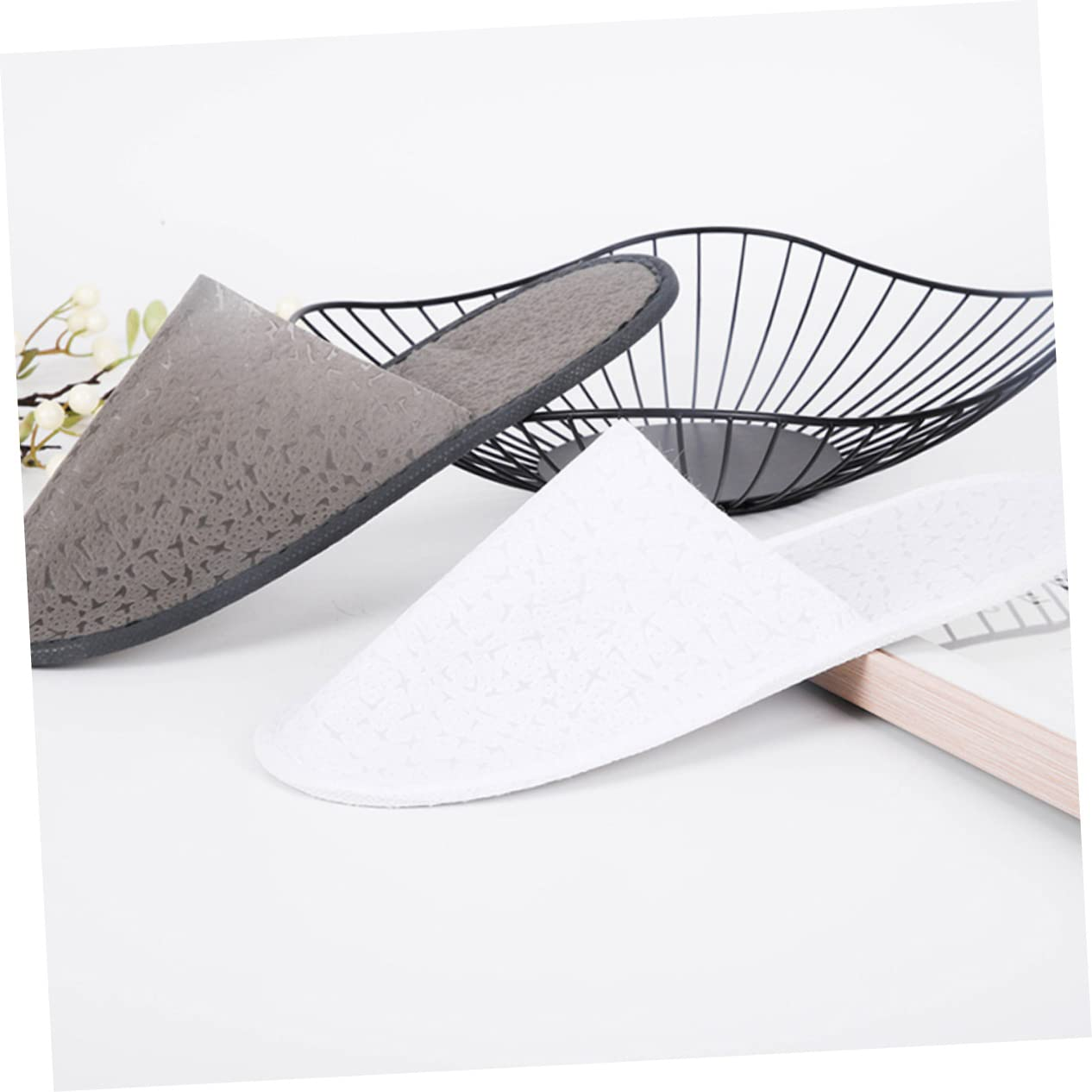 SOESFOUFU 10Pairs Slip Guest Slippers Disposable Thin Travel Slippers for Hotel Spa Salon image number 5