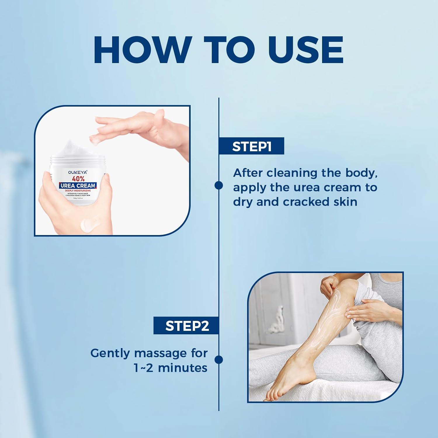 OUKEYA Urea Cream 40 Percent for Feet Maximum Strength, Hand Heels Dry Cracked Treatment Lotion for Knees & Elbows, Foot Dead Skin Cuticle Callus Remover Toenail Softener, 5.29 Oz image number 2