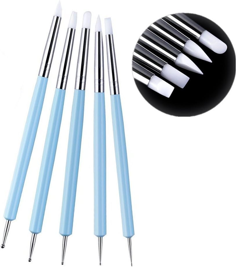 COMIART Color Shaper Sculpting Polymer Clay Tools 5 X 2 Way Dotting Tool Rubber Brushes Wipe Out Tools for DIY Nail Art & Art Craft image number 1