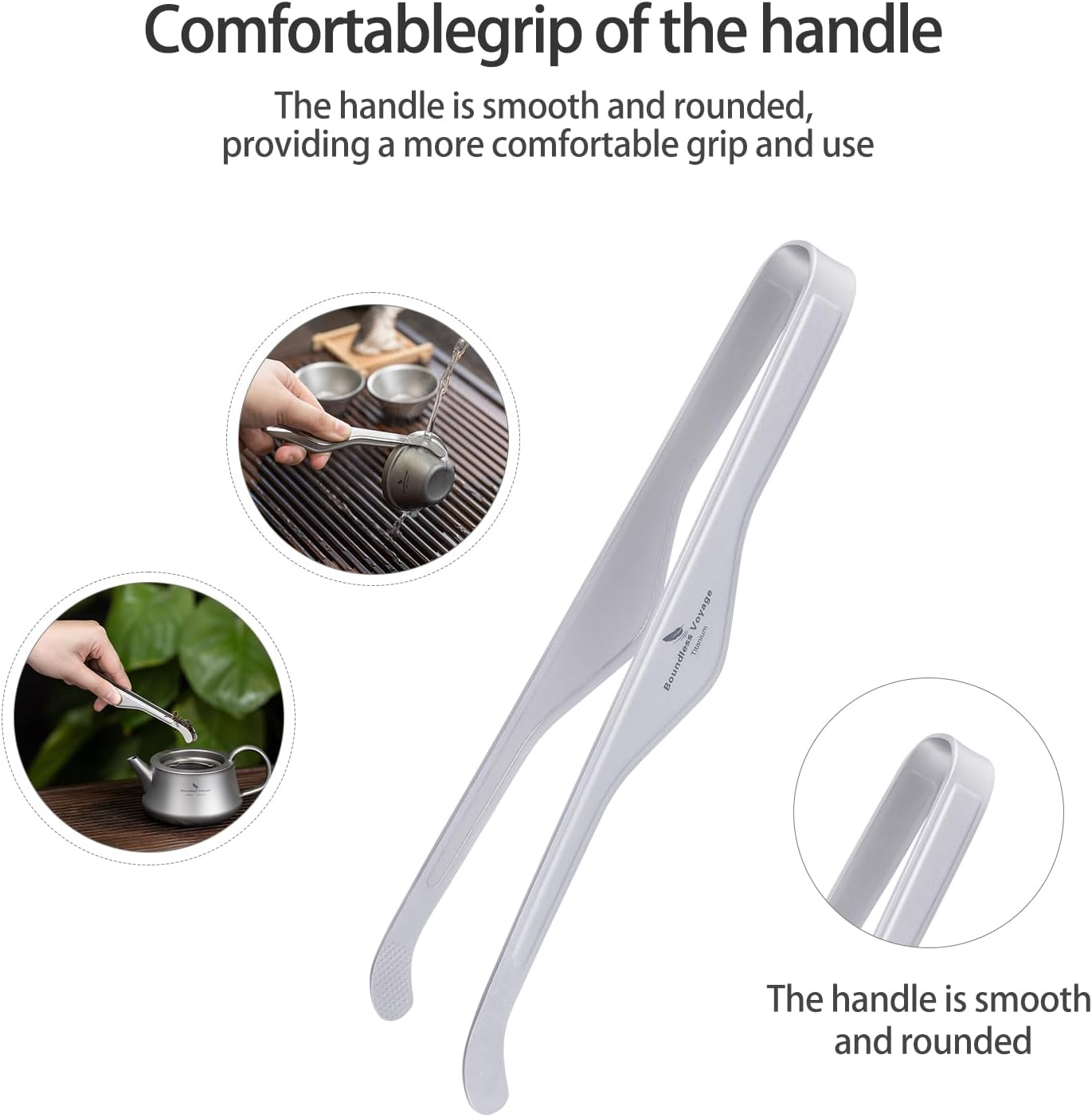 Boundless Voyage Titanium Tea Clip Multipurpose Anti-Scalding Tong Tweezers for Kitchen Food Kongfu Cup Buffet Salad Steak BBQ image number 6