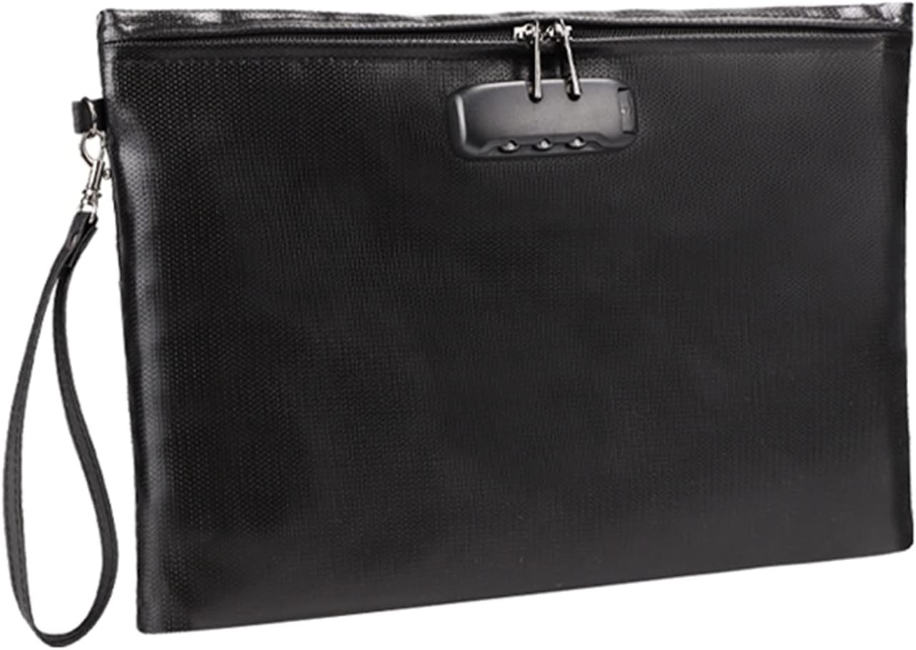 Julycrab Fireproof Document Bag with Lock Money Safety Organizer Zipper Closure Storage Pouch Pocket with 10 Cards Slot for for A4 Documents File Cash Passport Certificates Home Office Travel image number 2